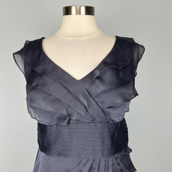 Adrianna Papell Womens Petite Gray Tiered Petal Chiffon Cocktail Dress size 10P - Picture 2 of 11